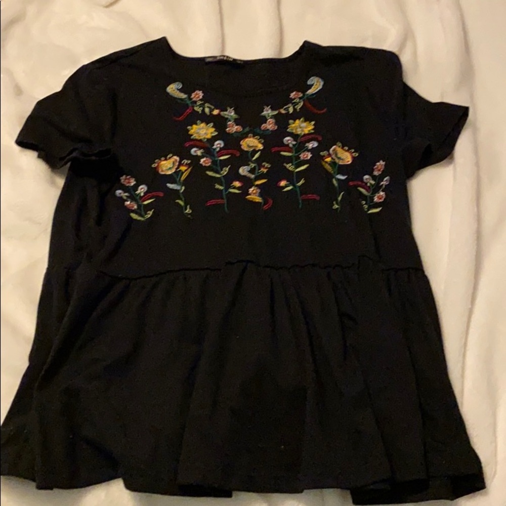 Embroidered Peplum top